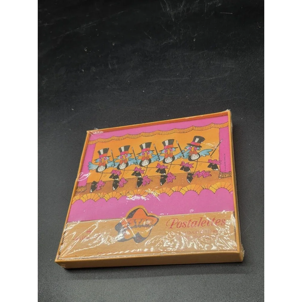 Vintage Hallmark Notecards Dancing Birds Theater Stage Dance Top Hat Cane 12